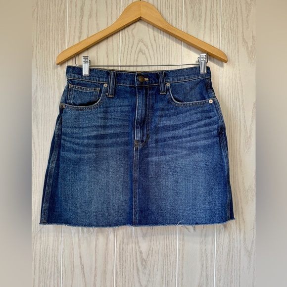 MADEWELL Stretch Denim High-Waist Straight Mini Skirt, Hayson Wash 27"W - Picture 3 of 4